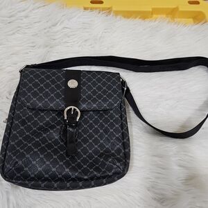 RIONI Black Messenger Bag Rioni Signature Black Top Buckle Messenger Bag